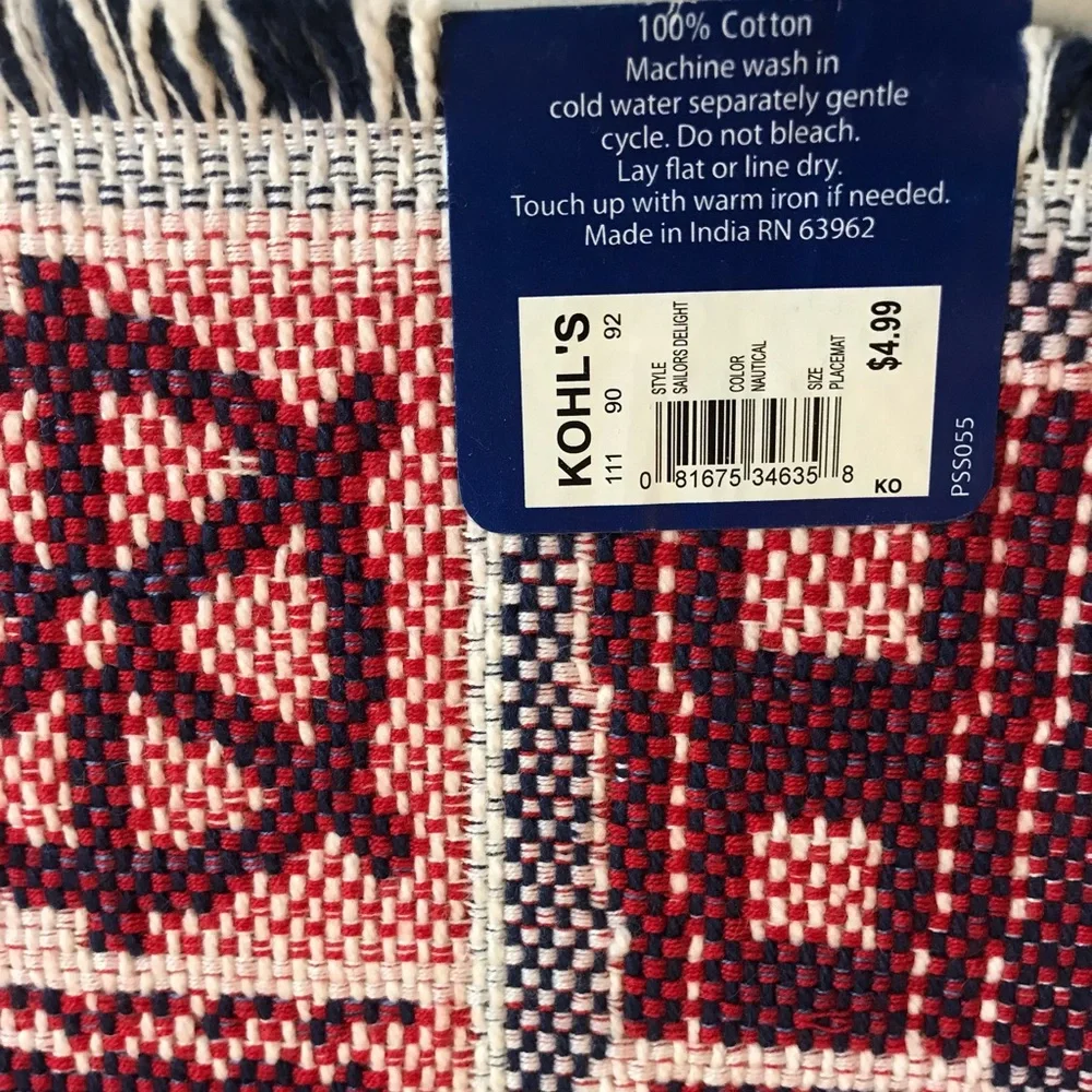 Nautical Placements Set Of 2 Seaside Red White Blue Anchor Boat Lighthouse Woven
